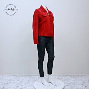 GUESS Vintage Suede Leather Jacket Red Women M